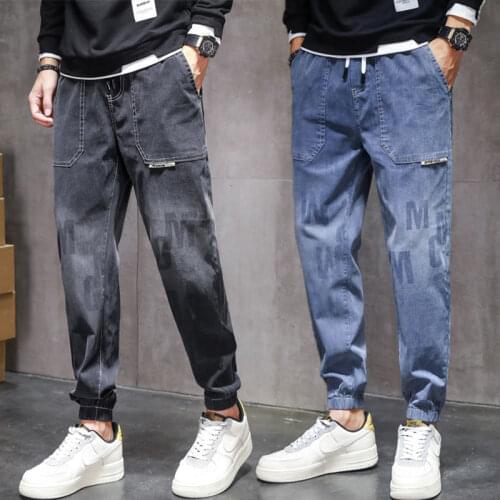 New British Style Mens Jeans Spring And Autumn Loose Legged Overalls Pants Fashion Street Casual Harlan Capris