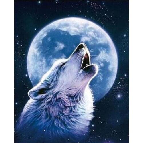 Oneroom mosaic diamond Needlework cross stitch diamond Painting Wolf howling at the moon picture Full diamond embroidery gift