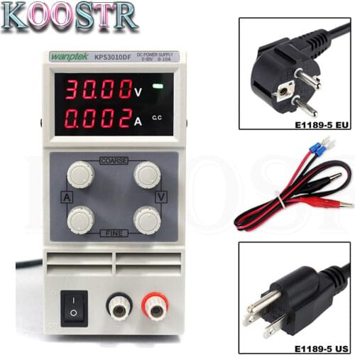 KPS3010DF 0-30V/0-10A 110V-230V 0.01V/0.001A EU LED Digital Adjustable Switch DC Power Supply mA Display 4 Digits