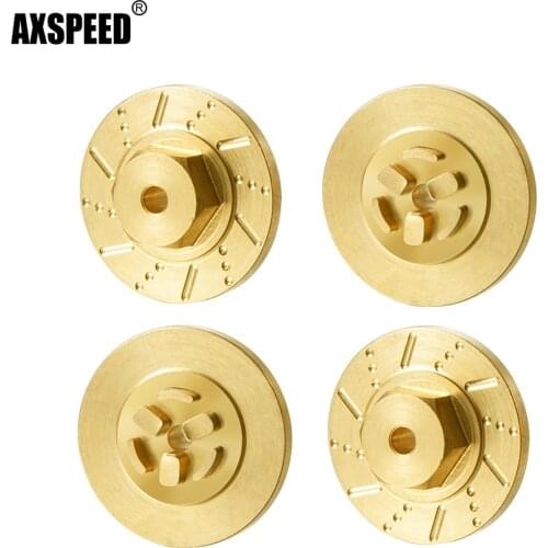 AXSPEED 4pcs Brass Counterweight Combiner Steering Cup Wheel Hex Hub Adapters for 1/18 Kyosho Jimny RC Crawler Car Upgrade Parts