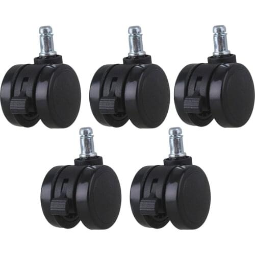 2 Inch Metal PU Office Chair Swivel Casters Furniture Wheels Grip Ring Stem with Brake for Sofa Bed Goods Shelf Storage Rack 5pc
