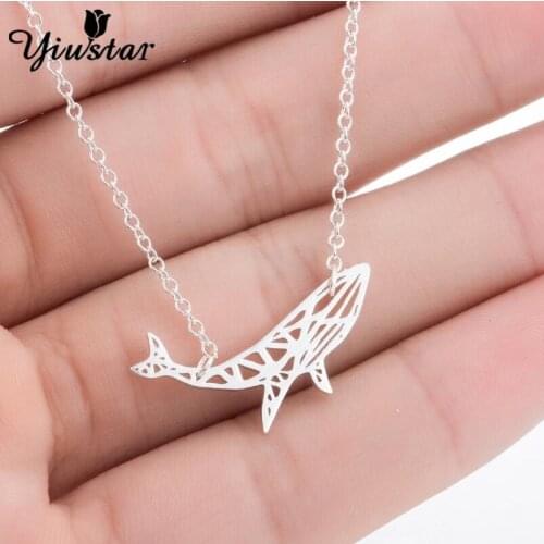 Trendy Stainless Steel Fish Pendant Necklaces for Women Gifts Chains Men Origami Necklace Animal Hollow Lattice Yiustar Jewelry