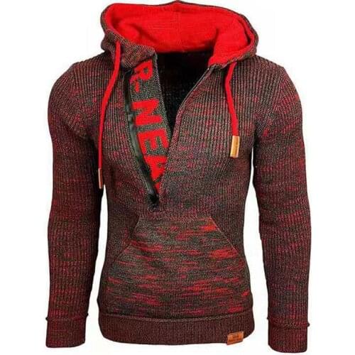 New Knitwear Men Sweaters Streetwear Clothes Men Long Sleeve Knitted Color Mixing Pullovers Autumn Winter Vintage Hooded 2021
