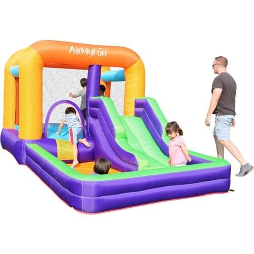 Inflatable Water Jumper Jump in Slide Bounce House with Blower Bouncy Castle Indoor Backyard Party for Ball Pool Kids