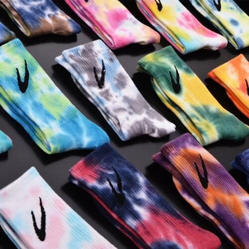 Crew socks Women sports men tie-dye socks harajuku basketball street fashion cotton novelty 19 colors Independent design