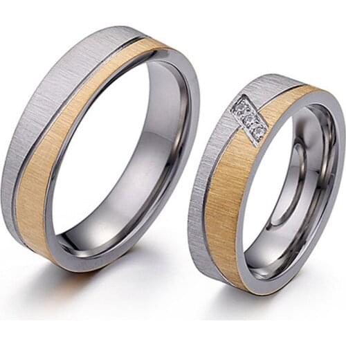 Couple wedding rings for men and women lovers alliance western 14k golden filled stainless steel gold ring marriage