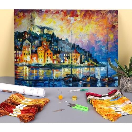 Pensive Amsterdam Printed Canvas 11CT Cross-Stitch Full Kit Embroidery DMC Threads Hobby Handmade Handicraft Promotions