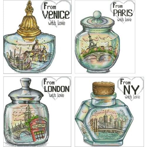 Landscape in a bottle patterns Counted Cross Stitch 11CT 14CT 18CT DIY Chinese Cross Stitch Kits Embroidery Needlework Sets
