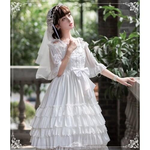 Princess tea party sweet lolita dress vintage lace bowknot high waist victorian dress kawaii girl gothic lolita jsk loli cosplay