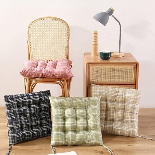 Seat Cushion Cute Plaid Pattern Non-Slip Pastoral Style For Kitchen Office Chair Indoor Sofa Decoration Home Textile 40*40cm 1pc