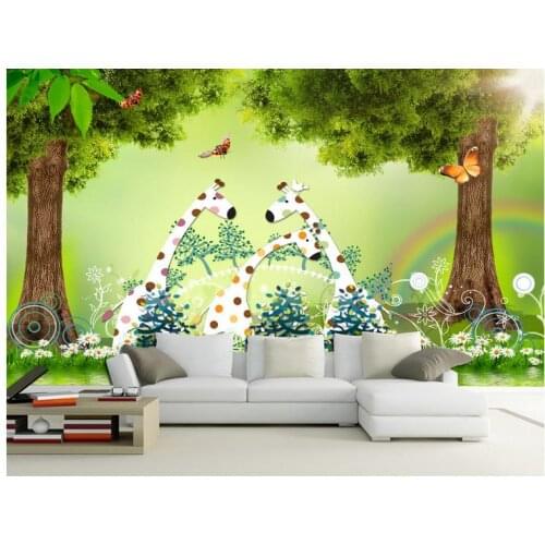 Custom photo wallpaper 3d wall murals wallpaper Beautiful forest deer cartoon mural childrens room background wall painting