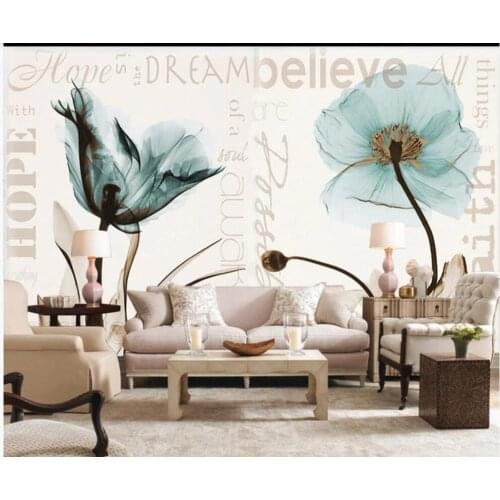 Custom photo mural 3d wallpaper European English retro transparent flowers living room home decor wallpaper for walls 3 d
