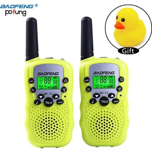 A Pair Baofeng T-3 5 Colors Adjustable Mini Portable UHF Car Auto Radio Wireless Travel Walkie Talkie with yellow duck(gift)