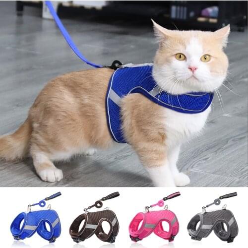 Adjustable Nylon Cat Harness Vest Reflective Pet Puppy Cat Harness Leash Set For Small Medium Dogs Cats Chihuahua Yorkshire XS-L