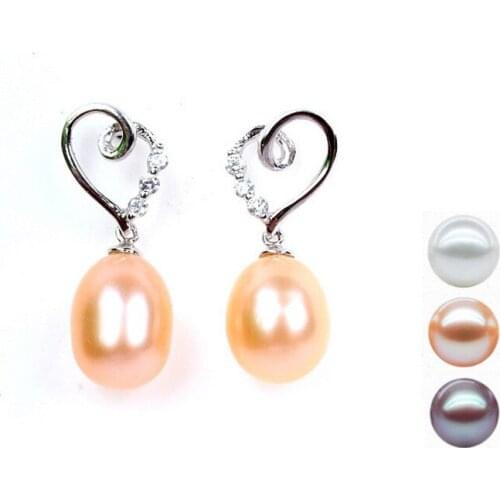 Lnngy Genuine 925 Sterling Silver Stud Pearl Earring 100% Natural Freshwater Pearl Earring Jewelry Stud Earring for Women Gifts