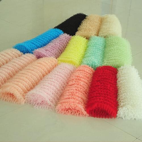2yards/lot 12cm wide Multi-layer Fold Chiffon Ruffle Lace Trim DIY Garment Skirt Hem Accessories Fabric