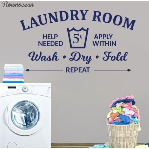 Laundry Room Rules decal quotes Wash Dry Fold Vinyl Wall Sticker Bathroom Wall stickers Home Decor Toilet Decal DIY Murals LY01