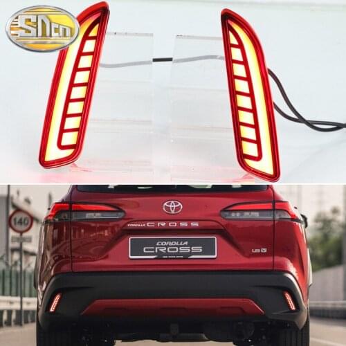 3-in-1 Functions LED Reflector Lamp Rear Fog Lamp Bumper Brake Light Dynamic Turn Signal For Toyota Corolla Cross 2020 2021