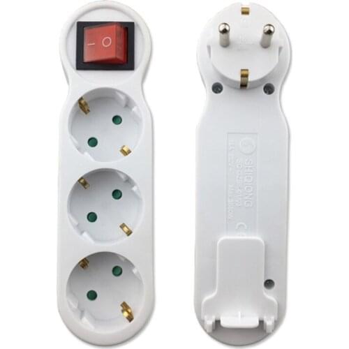 European 250V 16A 3 Jack German EU Power Strip Wiring Board Extension Socket Cable Power Converter with ON/OFF Switch