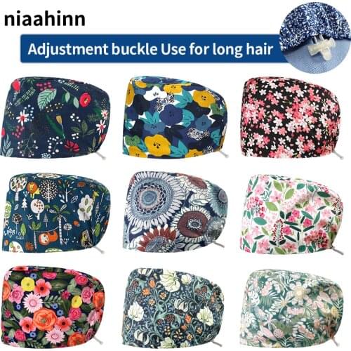 Unisex Nurse Accessories Scrubs Women Hat with Sweat-absorbent Scrub Hat Cartoon Print Pet Clinic Doctor Cap Health Services Cap