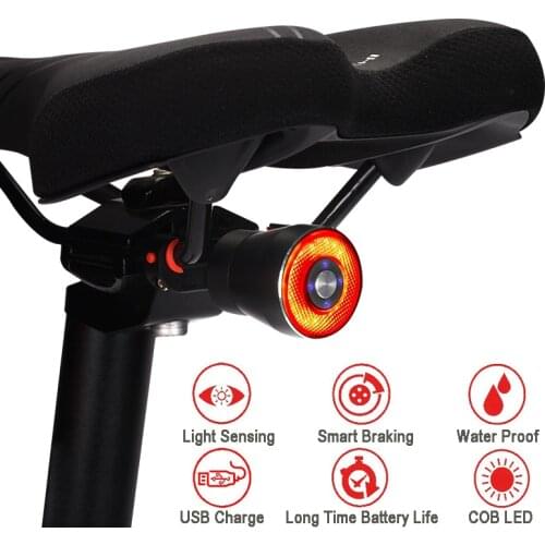 Q5 Bicycle Taillight Aluminum Intelligent Taillight Smart Braking Taillight Cycling Safty Flashlight USB Charge Waterproof