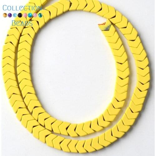 Natural Stone Yellow Rubber Arrow Hematite Round Spacer Loose Beads For DIY Jewelry Making Necklace Bracelet Accessories 6x3mm