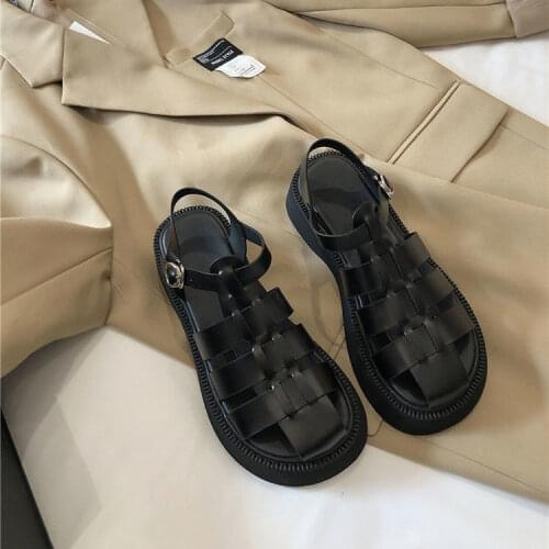 Women Sandals Flats Cross Rome Casual Shoes Summer Pu Ankle Buckle Strap Ladies Shoe 2020 Woman Gladiator Female Fashion