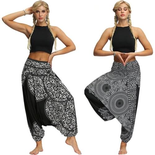 Women Causal Print Hippy Baggy Boho Fashion Beach Bloomers Bohemian Style Thailand India Dance Loose Trousers Aladdin Yoga Pants