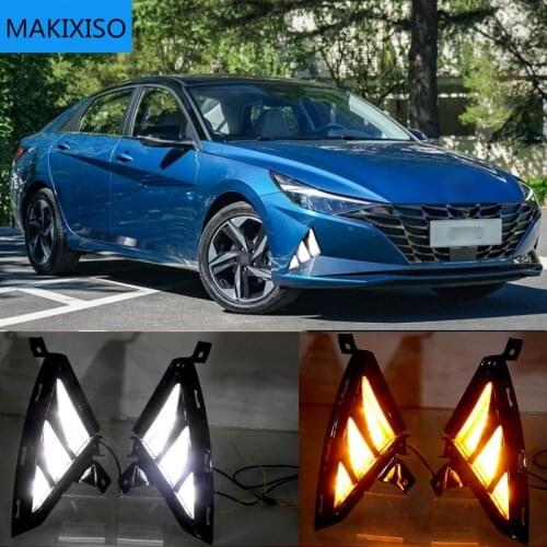 1 set led drl for Hyundai Elantra 2021 Front Bumper Fog Lamp Driving Light headlight Fog Light LED Daytime Running Light