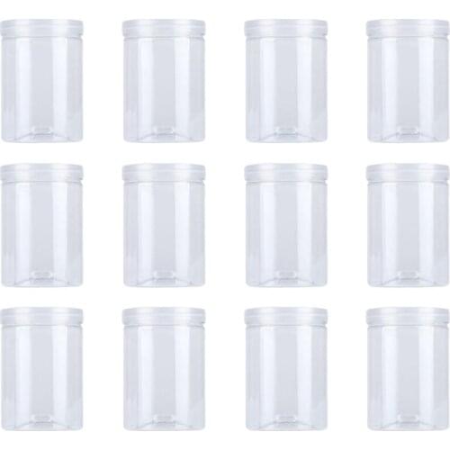 1 Set 12 Pcs 500ml Plastic Food Jars Kitchen Cookie Sealed Cans Bottle Transparent Food Sealed Jar Biscuit Flower Tea Jar