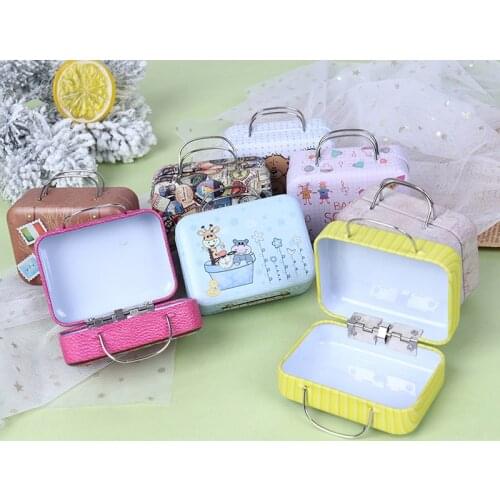 1Pcs Lovely Small Clutch Jewellery Box Doll Handbag Fashion Metal Mini Suitcase for Dolls Miniature Toys Trunk Dollhouse Decor