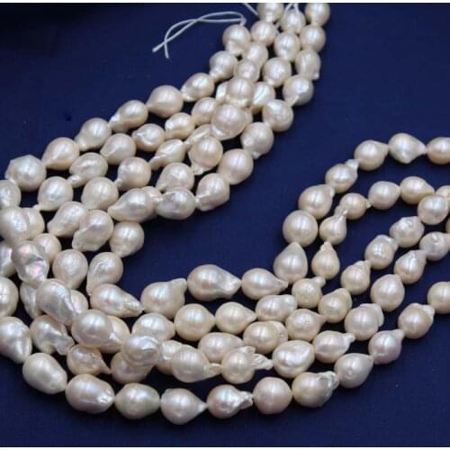 2 Stands 13X18 mm White Nucleated Flameball irregular baroque Nucleated DIY Pearls