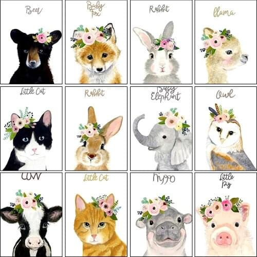5D Diy Freshening Diamond Painting Cute Animals Embroidery Leopard Bear Mosaic Cross Stitch Rhinestone Home Decor Handmade Gift