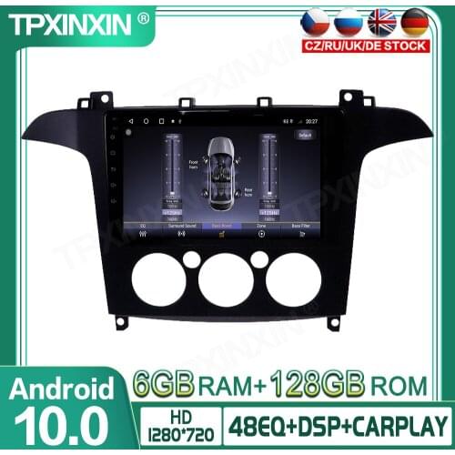 6+128GB Android 10.0 For Ford S-Max 2006-2008 Car Multimedia Player GPS Navigation Headunit Radio Audio Stereo Tape Recorder
