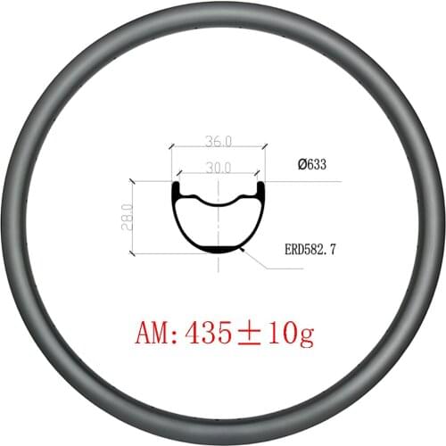 435g 29er MTB AM 36mm wide Clincher Tubeless carbon rims 28mm deep disc brake 24H 28H 32H UD Matte Glossy carbon mountain wheels