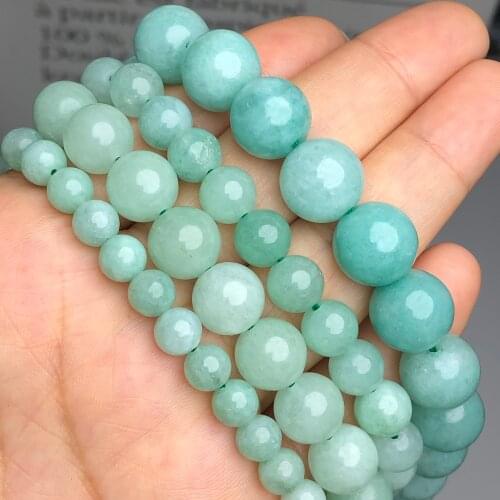 Natural Amazonite Stone Beads Smooth Loose Spacer Beads For Jewelry Making DIY Charms Bracelet Accessories 6 8 10 12mm Wholesale