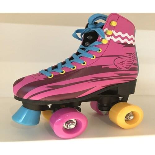 Childrens double-row figure skating roller skates two-line roller skates unisex childrens red PU roller skates