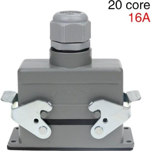 Hdc-he-020 rectangular heavy duty connector 20-core waterproof air tap socket 16A