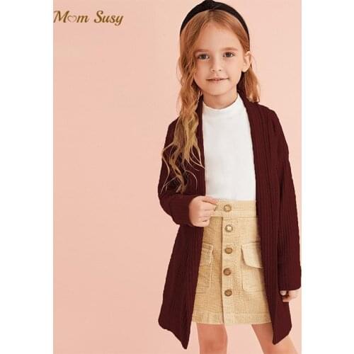 Baby Girl Cotton Cardigan Long Toddler Kid Knitted Sweater Outfit Baby Clothes Spring Autumn Knitwear Coat Top 1-7Y