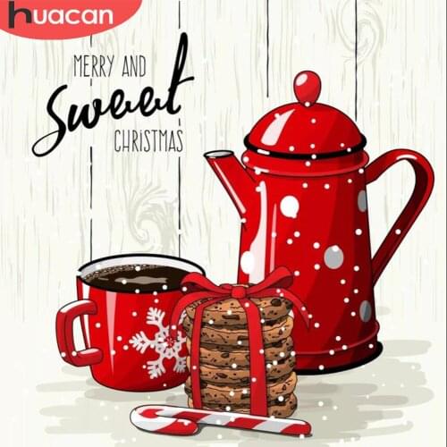 HUACAN 5D Full Diamond Painting Landscape Sweet Christmas Diamond Embroidery Cup Home Decoration Mosaic Handmade