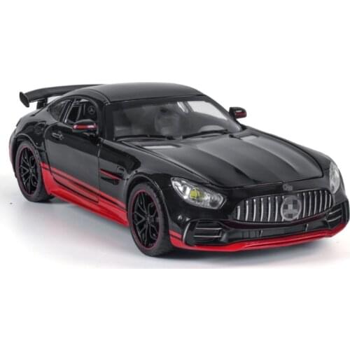 1:24 GTR Acousto-optic Toy Car For Childrens Birthday Gift Simulation of Automobile Sound and Light Toys Special Black