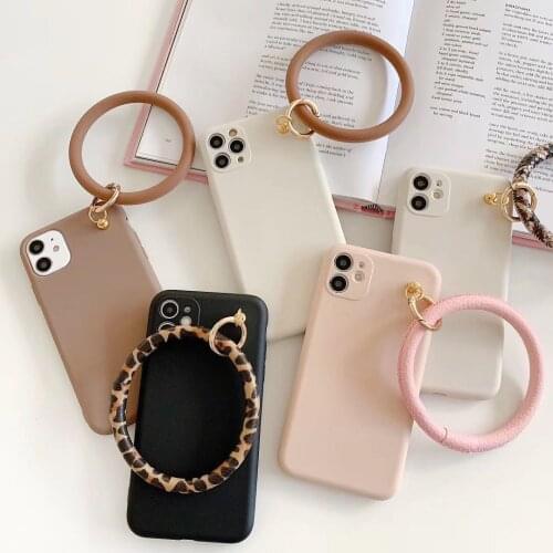 Retro Wristlet Ring Leather iPhone Case Leather Hard Phone Case For ring cover