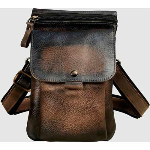 Leather Men Casual Multifunction Fashion Crossbody Shoulder Mochila Bag Pouch Designer Fanny Waist Belt Pack Bag 8302-c