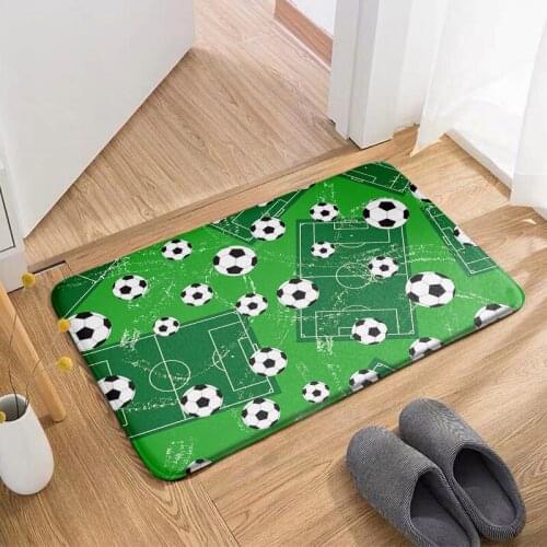 Creative Design Football Field Doormat Non-Slip Kitchen Bathroom Carpet Waterproof Living Room Bedroom Decoration Flannel Rugs