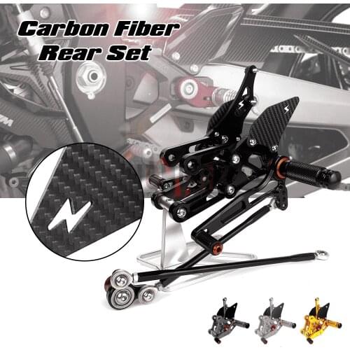 Motorcycle CNC & Carbon Fiber Footrest Rear Sets Adjustable Rearset Foot Pegs for HONDA F5 CBR600RR 03-06 CBR1000RR 04-07