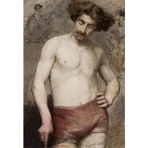 GOOD ART--TOP semi-nude male men print art painting body art GAY Withered painting ON CANVAS