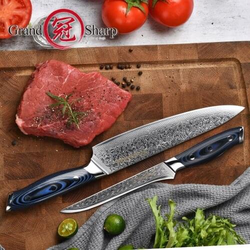 NEW Damascus Knives Sets 2 pcs Kitchen Knife Set Chef Boning Knife vg10 Japanese Damascus Steel Kitchen Knives Free Shipping