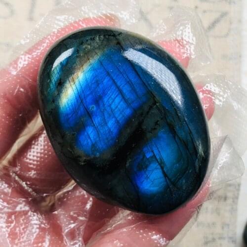 Natural Rainbow Labradorite Palm Stone Gemstone Irregular Smooth Polished Healing Stone Home Decoration