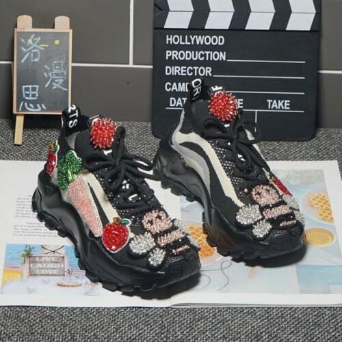 New heavy industry water drill bee thick soled high flying woven sports casual shoes