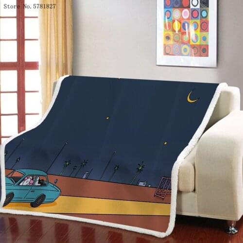 Anime Cartoon Sherpa Blanket Artistic Illustration Throw Blanket For Kids Adult Weighted Blanket Home Textile Square Blanket